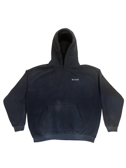 SIGNÉ Loose Acid Wash Hoodie — Black (Unisex)